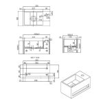 Mona-Links zwart fontein Just-Solid 33x18x16cm, technisch schema