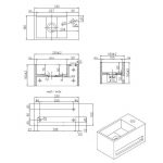 Mona-rechts fontein Just-Solid 33x18x16cm, technisch schema