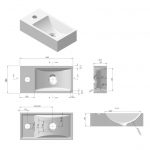 R-Line fontein inclusief zwart frame met kraangat, technische schema